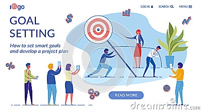 Goal Setting Flat Vector Landing Page Template Vector Illustration