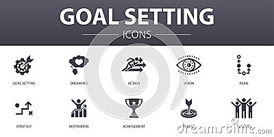 Goal setting simple concept icons set Vector Illustration