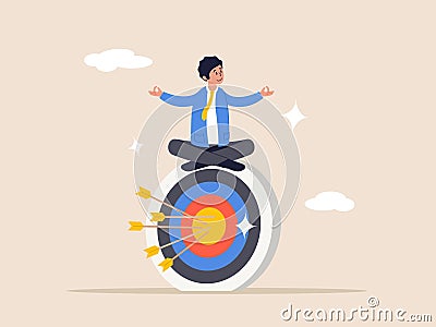 Goal or target concept. Stay focused and concentrate on business objective, relax meditation to eliminate distraction Vector Illustration