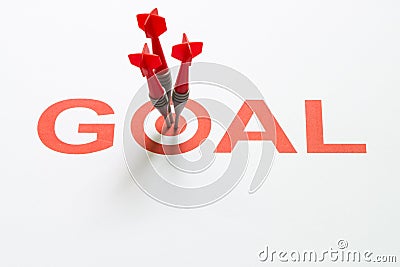 Goal text with dart on target Stock Photo