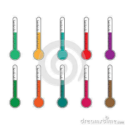 Goal thermometers at different levels. Vector illustration Vector Illustration