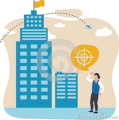 Goal. Vector illustration. Businessman in working process. Concept of business, career development, partnership, problem Vector Illustration