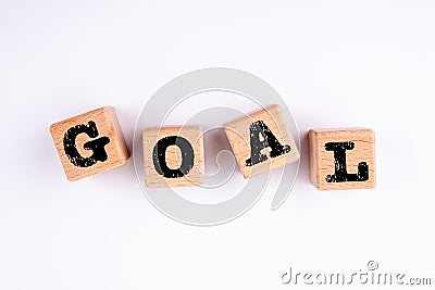 GOAL. Wooden cubes on a white background Stock Photo