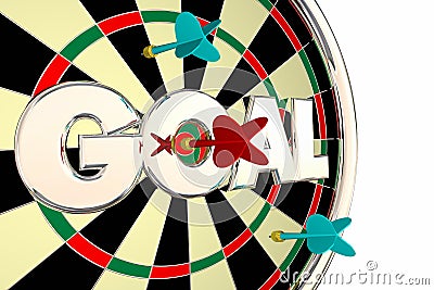 Goal Word Mission Objective Target Dart Board Stock Photo