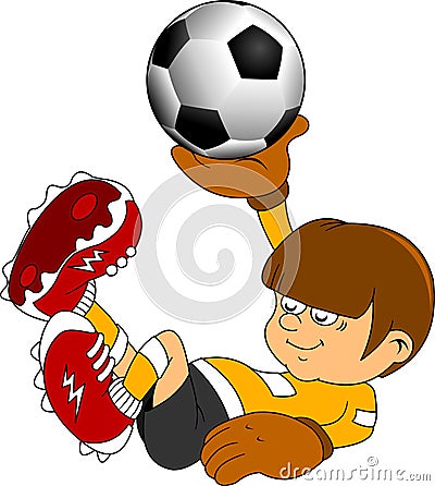 Goalkeeper in the game Cartoon Illustration