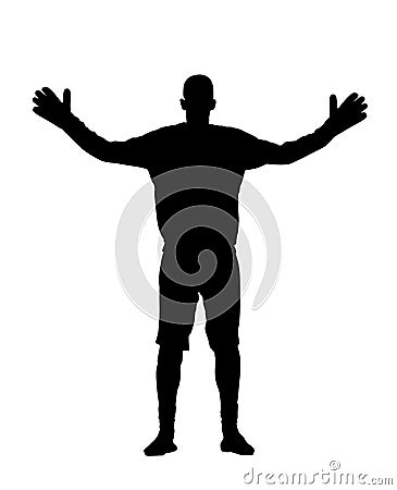 Goalkeeper on goal defends penalty. Soccer player in action vector silhouette illustration isolated on white background. Football Vector Illustration