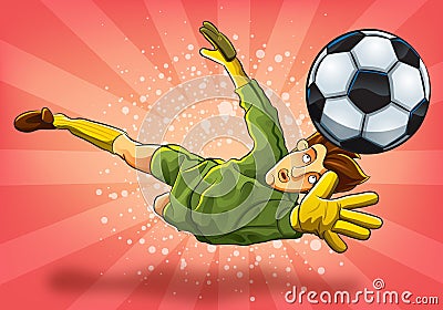Goalkeeper Jump Catch a Ball Vector Illustration