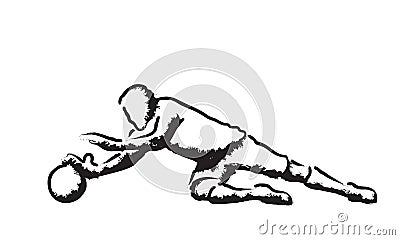 Goalkeeper parrying, football game Vector Illustration