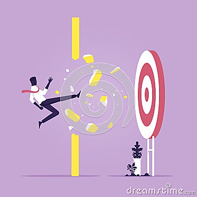 Illustration of Goals Achievement concept-Overcome obstacles Vector Illustration