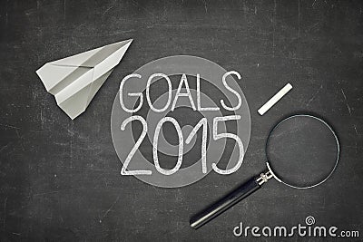 Goals 2015 concept on black blackboard with empty Stock Photo