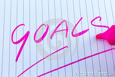 Goals keyword written with pink marker Stock Photo