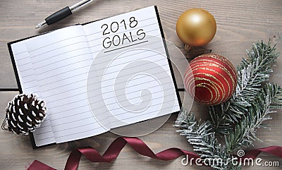 2018 goals notepad Stock Photo