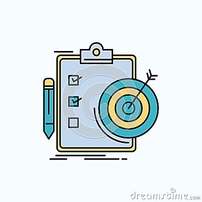 goals, report, analytics, target, achievement Flat Icon. green and Yellow sign and symbols for website and Mobile appliation. Vector Illustration