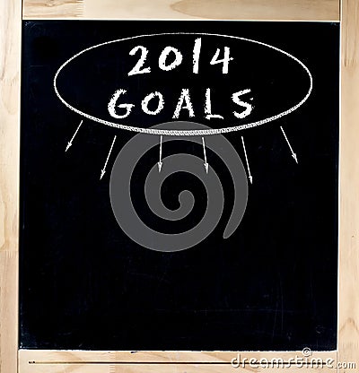 2014 Goals Title On Chalkboard Stock Photo