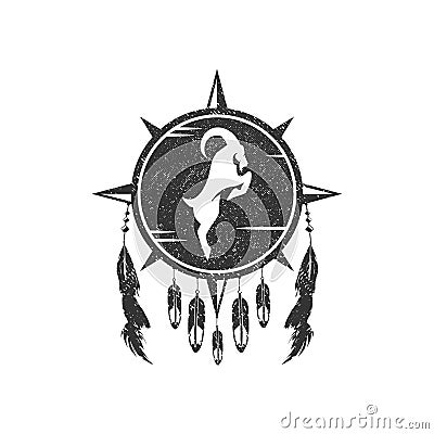 Goat with compass illustrations Vector Illustration