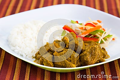 Goat Curry with Rice - Caribbe Stock Photo
