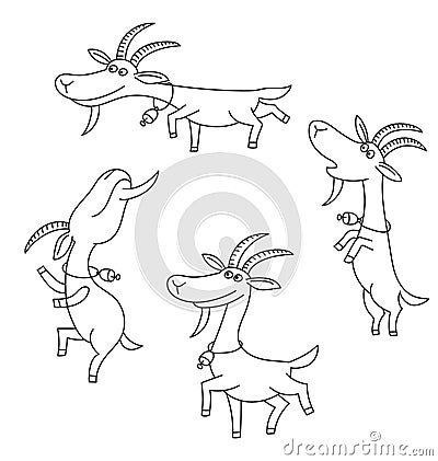 Goat figures on white background. Vector Illustration