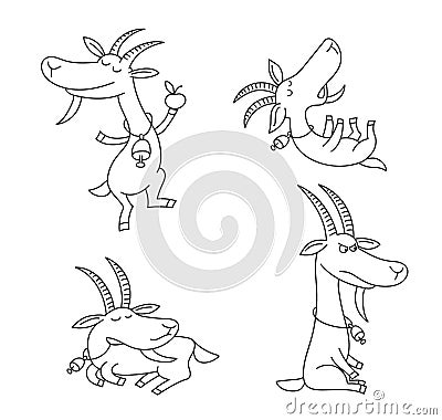 Goat figures on white background. Vector Illustration