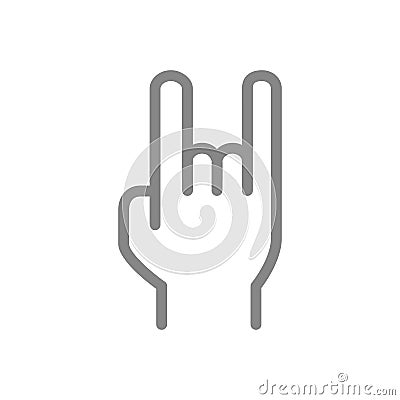 Goat gesture line icon. Protection against evil, rock and heavy metal symbol Vector Illustration