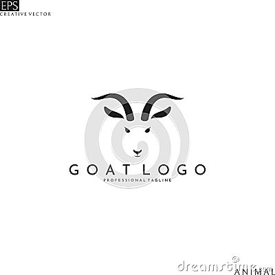 Goat head. Logo template Vector Illustration