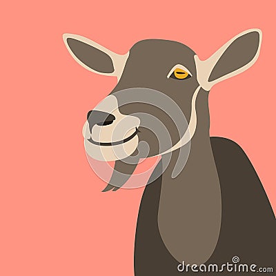 Goat head vector illustration flat style front Vector Illustration
