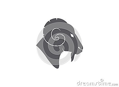 Goat Head Vector Logo Design Bighorn Silhouette ram illustration sheep symbol Vector Illustration