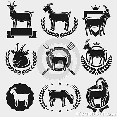 Goat labels set. Vector Vector Illustration