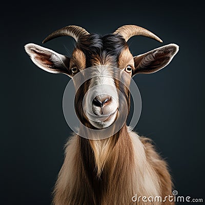 Bold Chromaticity: A Stunning Studio Shot Of A Goat On An Isolated Background Stock Photo