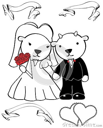 Goat married cartoon set Vector Illustration