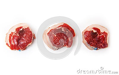 Goat Meat Noisettes in a Row Stock Photo