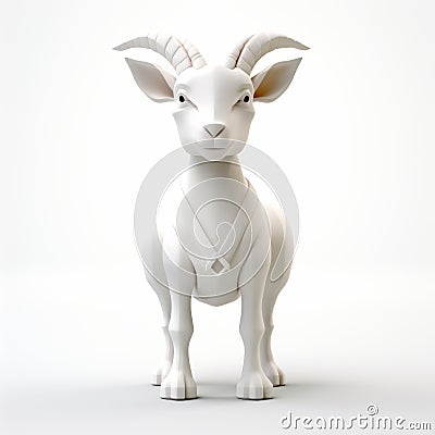 Bold And Symmetrical White Goat 3d Rendering With Unpolished Authenticity Stock Photo