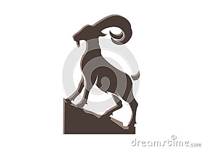 Goat mountain stand on rocks for logo design, goat vector on the rock, goat symbol illustration on white background Vector Illustration