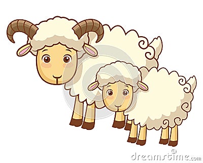 Goat and puppy animals cartoons Vector Illustration