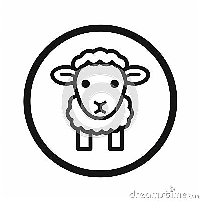 Clean-lined Sheep Icon In Black And White - Graphic Design Inspiration Stock Photo