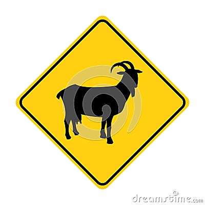 Goat silhouette animal traffic sign yellow vector Vector Illustration
