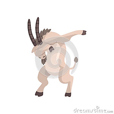 Goat standing in dub dancing pose, cute cartoon animal doing dubbing vector Illustration on a white background Vector Illustration