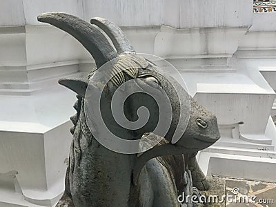 Goat statue. Wat Arun, Thailand Stock Photo