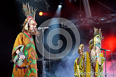 Goat Swedish alternative and experimental fusion music group perform in concert at Primavera Sound 2016 Editorial Stock Photo