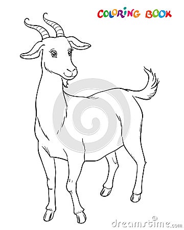 Goat to be colored, the coloring book for kids. Vector Illustration