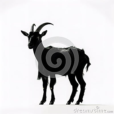 A goats head silhouette against white background Stock Photo