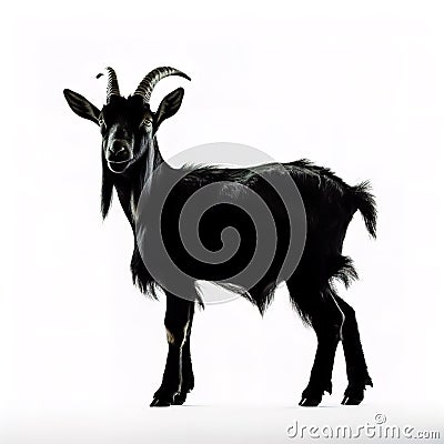 A goats head silhouette against white background Stock Photo