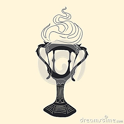 Goblet of fire. Vector. Clip art. Magical cup Vector Illustration