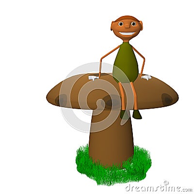 Goblin on mushroom Cartoon Illustration