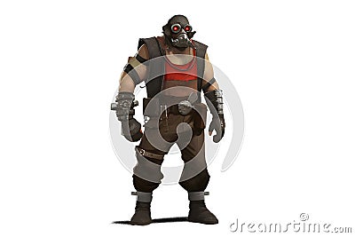 Goblin or orc character on white background. Neural network AI generated Stock Photo