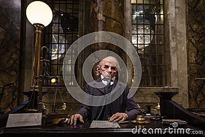 Goblin Teller in Gringotts Bank at the Making of Harry Potter Studio Tour, UK Editorial Stock Photo