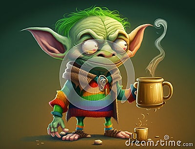 A goblin wearing rainbow sweater on a St. Patrick's Day Stock Photo