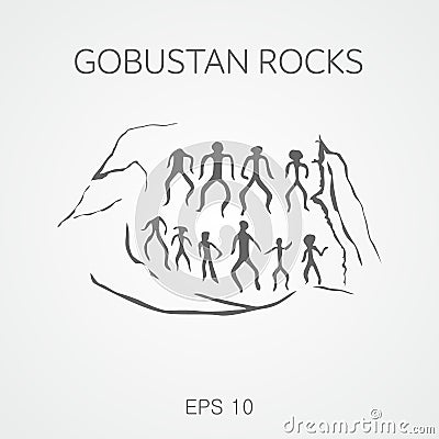 Gobustan. Azerbaijan. Vector Illustration