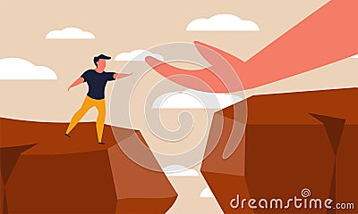 God business buddy and friendship hand. Lift working assistance manager and teammate giving help vector illustration concept. Vector Illustration