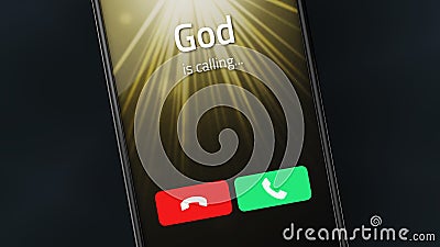 God is calling on a smartphone Stock Photo