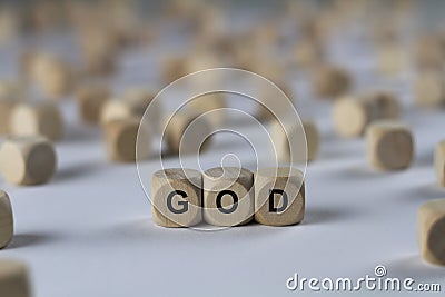 God - cube with letters, sign with wooden cubes Stock Photo